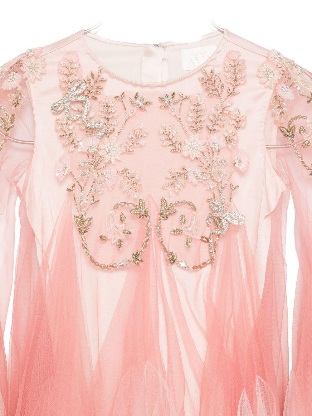 Abito per bambina Maison Ava rosa con decorazione in cristalli MA FW25 GC48 PINK/WHITE MAISON AVA KIDS 