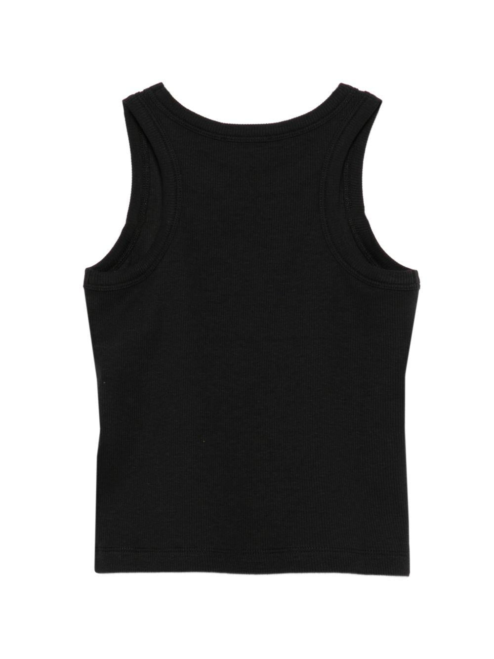 Canotta per bambina Moschino Kids nera con motivo a coste HAM06MLBA39 60100 MOSCHINO KIDS 