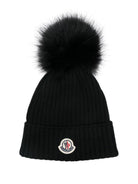 Berretto per bambini Moncler Enfant nero con pompon L29543B00007M1131 999 MONCLER KIDS 
