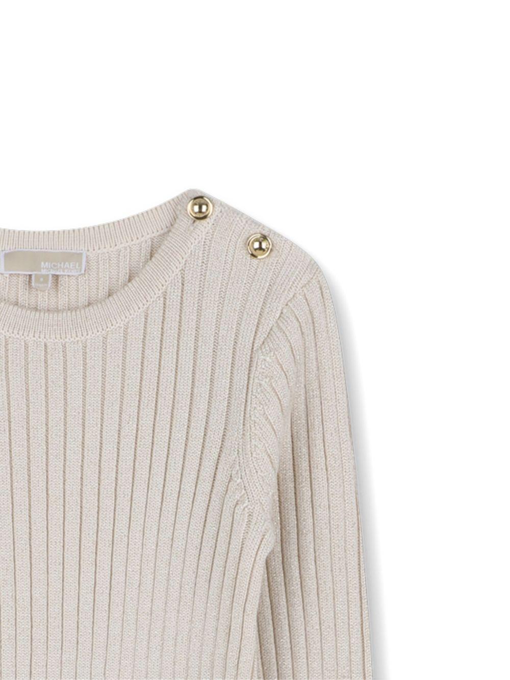 Abito lungo per bambina Michael Kors Kids beige a coste e maniche lunghe R30476 Z99 MICHAEL KORS KIDS 