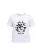 T-shirt per bambino Roberto Cavalli Kids bianca con stampa grafica CBP26138TS WHITE ROBERTO CAVALLI KIDS 