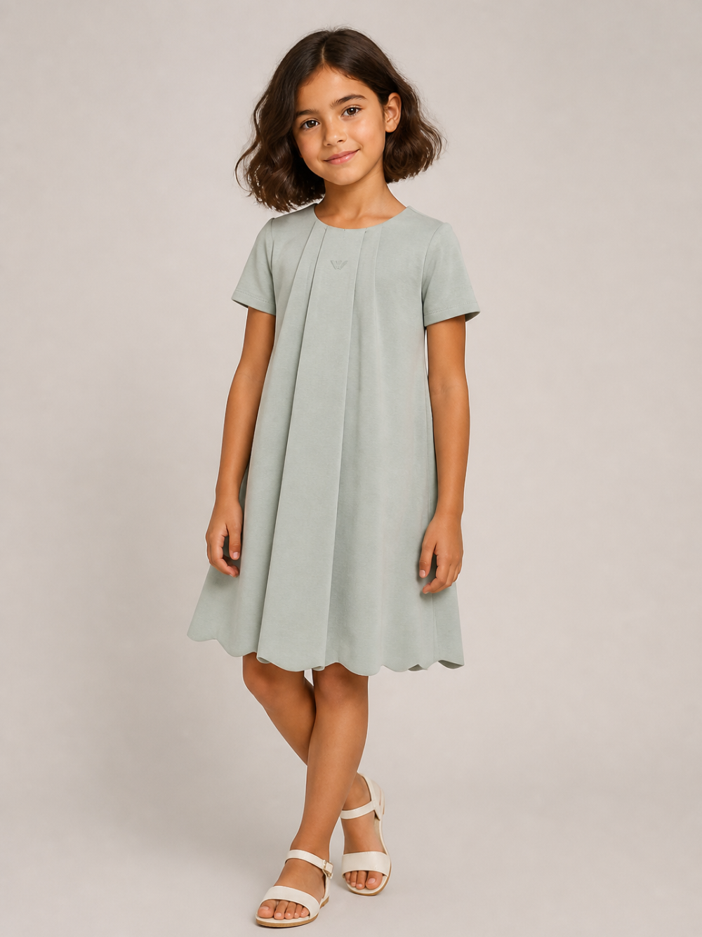 Abito per bambina Emporio Armani Kids verde plsserato EG000844 AF16133 U9019 EMPORIO ARMANI KIDS 