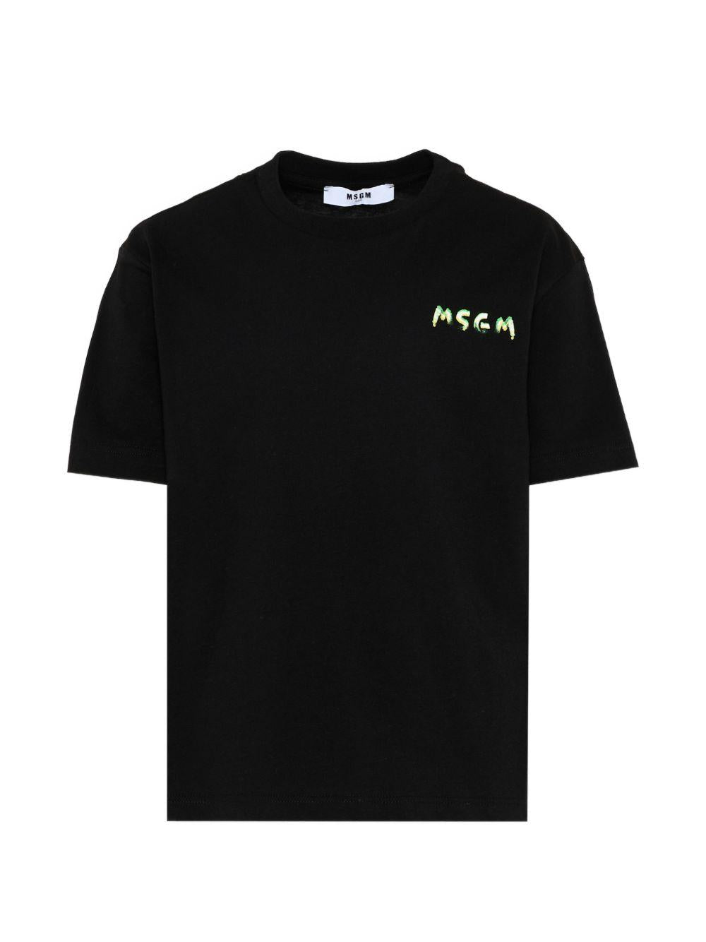 T-shirt per bambino MSGM Kids nera con logo sul davanti S6MSJUTH003 110 MSGM KIDS 