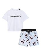 Set due pezzi per neonato Karl Lagerfiel Kids bianco con stampa logo sul davanti Z31067 10P KARL LAGERFELD KIDS 