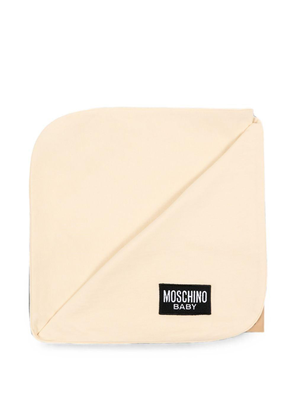 Coperta per neonati Moschino Kids beige con dettaglio Teddy Bear MUB00OLCA40 20404 MOSCHINO KIDS 