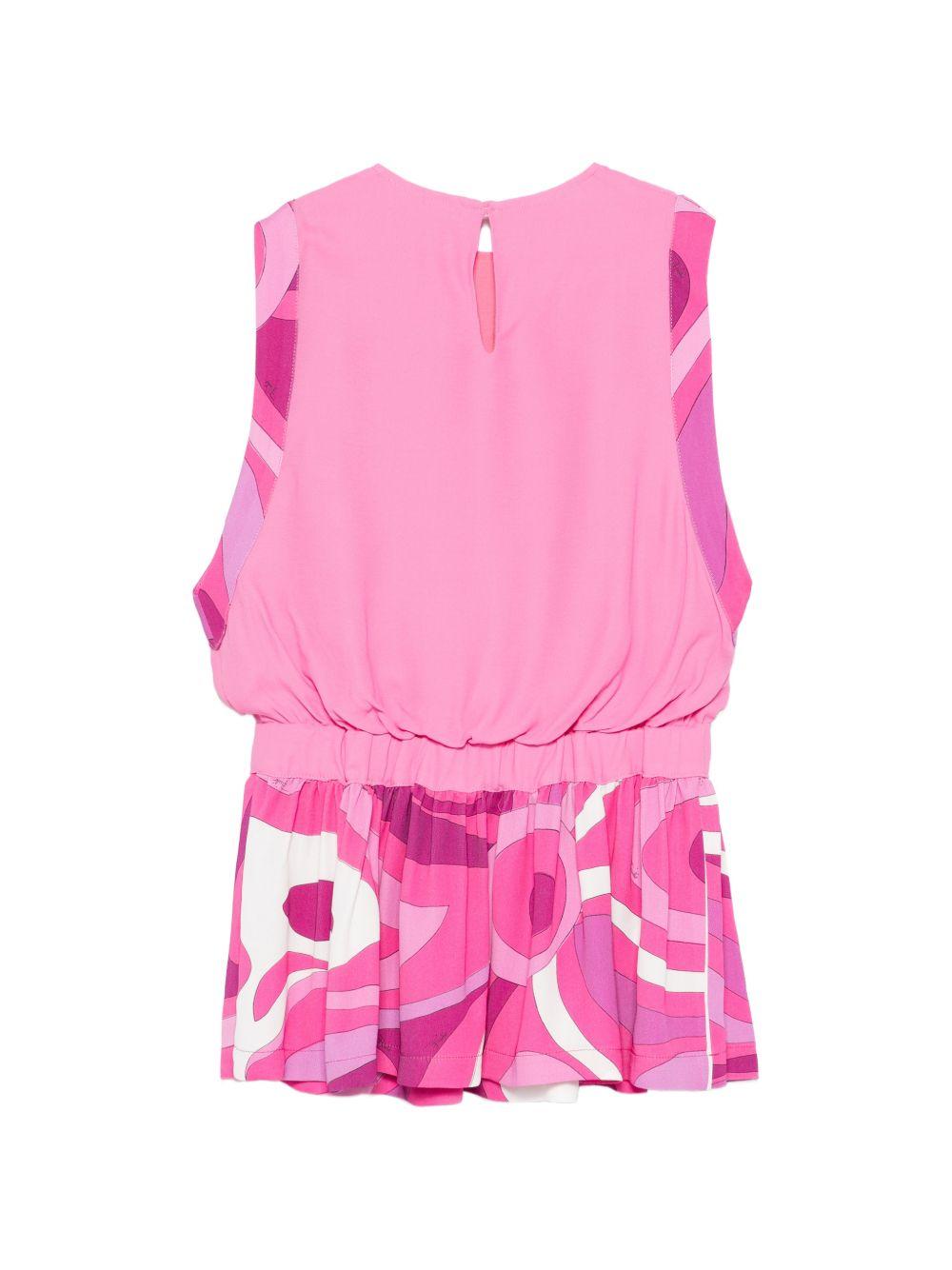 Abito per bambina Emilio Pucci Junior rosa con stampa grafica PY1C12 K0278 50V EMILIO PUCCI KIDS 