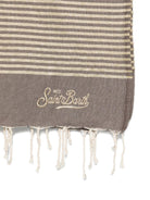 Telo mare MC2 Saint Barth beige e marrone con motivo a righe orizzontali FOUT016 00624L MC2 ST. BARTH KIDS 