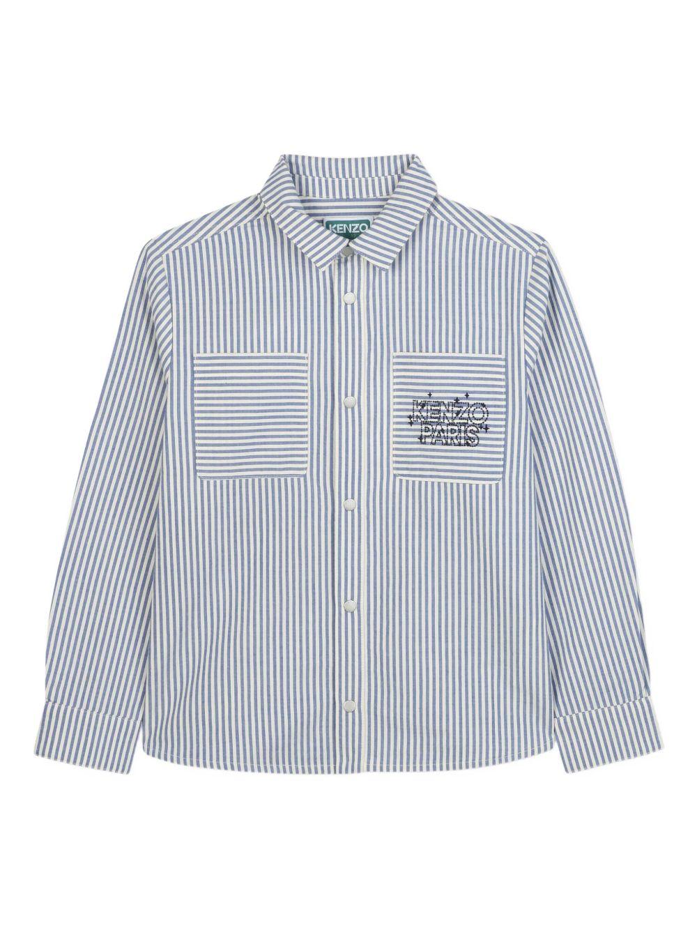Camicia per bambino Kenzo Kids blu a righe con applicazione K61400 780 KENZO KIDS 