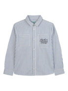 Camicia per bambino Kenzo Kids blu a righe con applicazione K61400 780 KENZO KIDS 