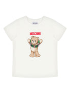 T-shirt per bambini Moschino Kids bianco con stampa grafica Teddy HUM05HLAA01 10063 MOSCHINO KIDS 