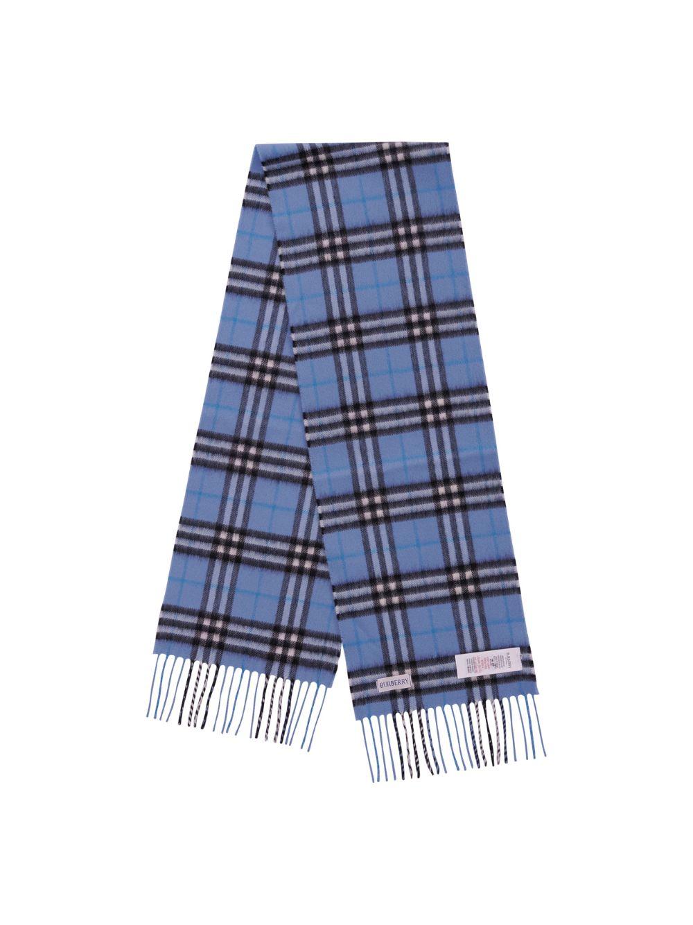 Sciarpa per bambino Burberry Kids blu con quadri a frangia 8117710 A6810 BURBERRY KIDS 