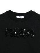 Felpa per bambina MSGM Kids nera con applicazione logo S6MSJGSW088 110 MSGM KIDS 