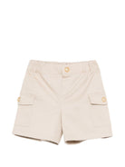 Shorts per neonato Balmain Kids beige con bottoni dorati BY6579 G0197 107 BALMAIN KIDS 
