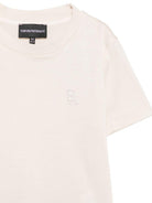 T-shirt per bambino Emporio Armani Kids bianca con patch lettere EB001644 AF10127 U1009 EMPORIO ARMANI KIDS 