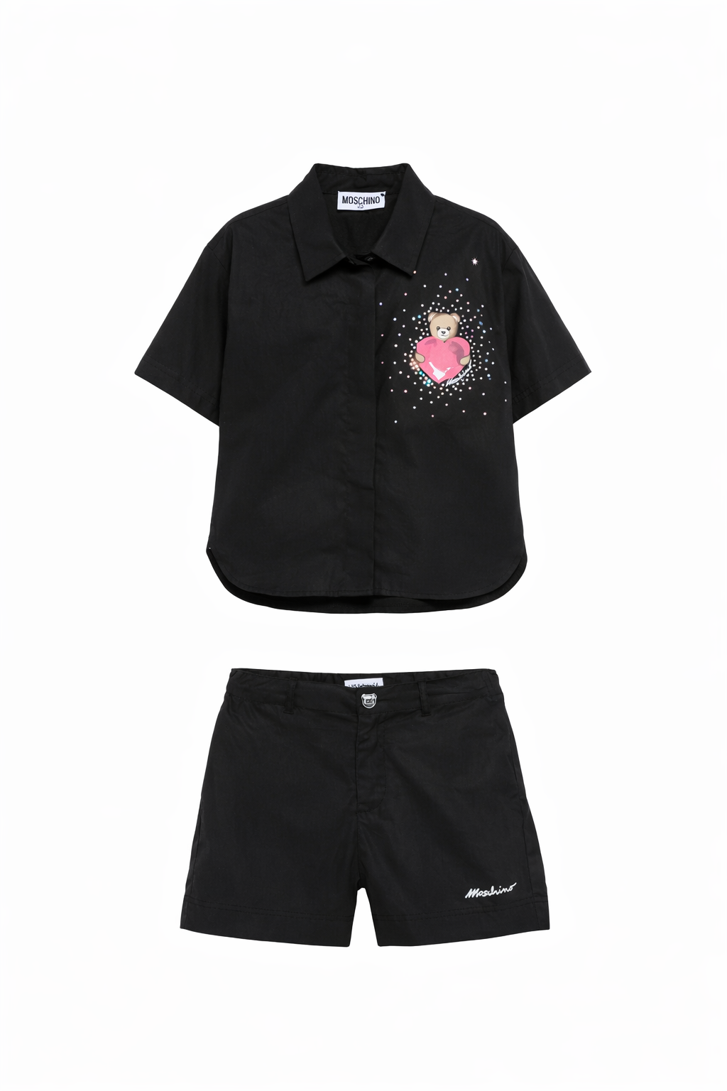 Set camicia e shorts per bambina Moschino Kids nero con motivo Teddy Bear HDG01LLLA10 60100 MOSCHINO KIDS 