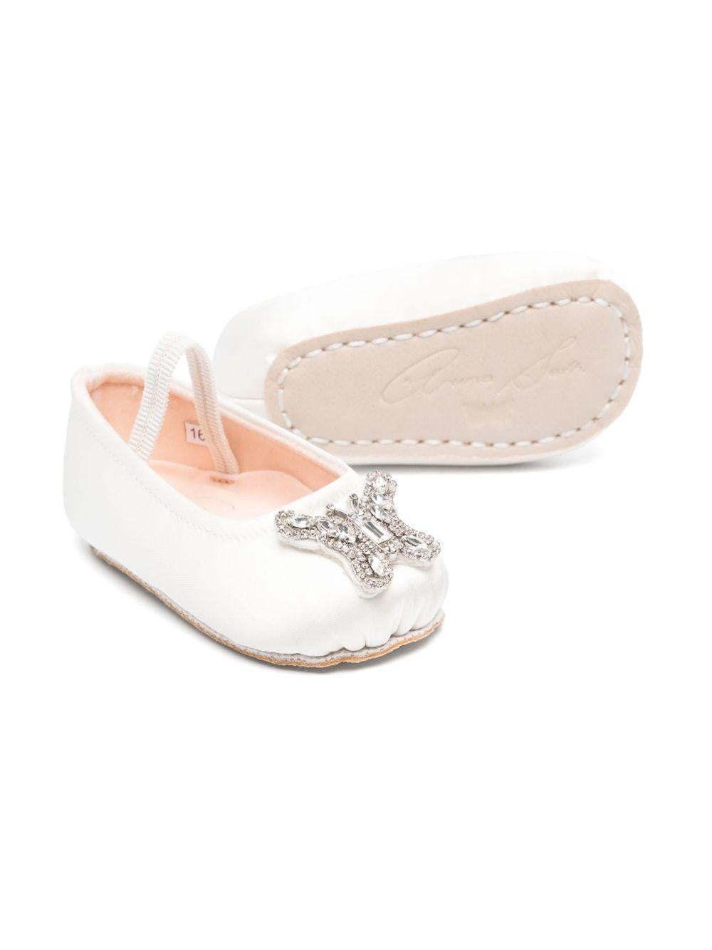 Scarpe primi passi per neonata Aruna Seth Odette bianco con decorazione in cristalli ODETTE 020 ARUNA SETH KIDS 