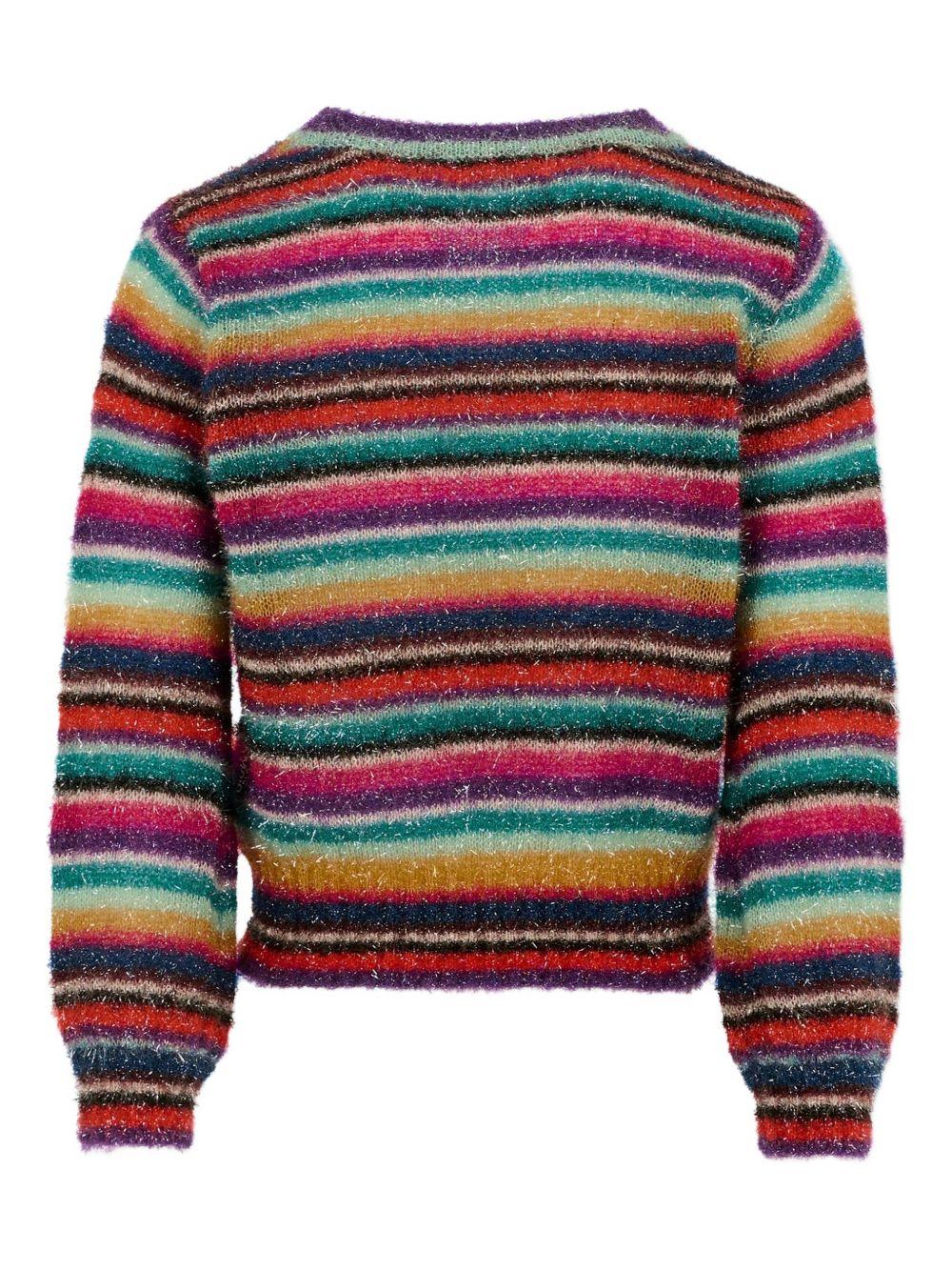 Maglione per bambina Molo multicolore con strisce orizzontali glitterate 2W25K208 9415 MOLO 