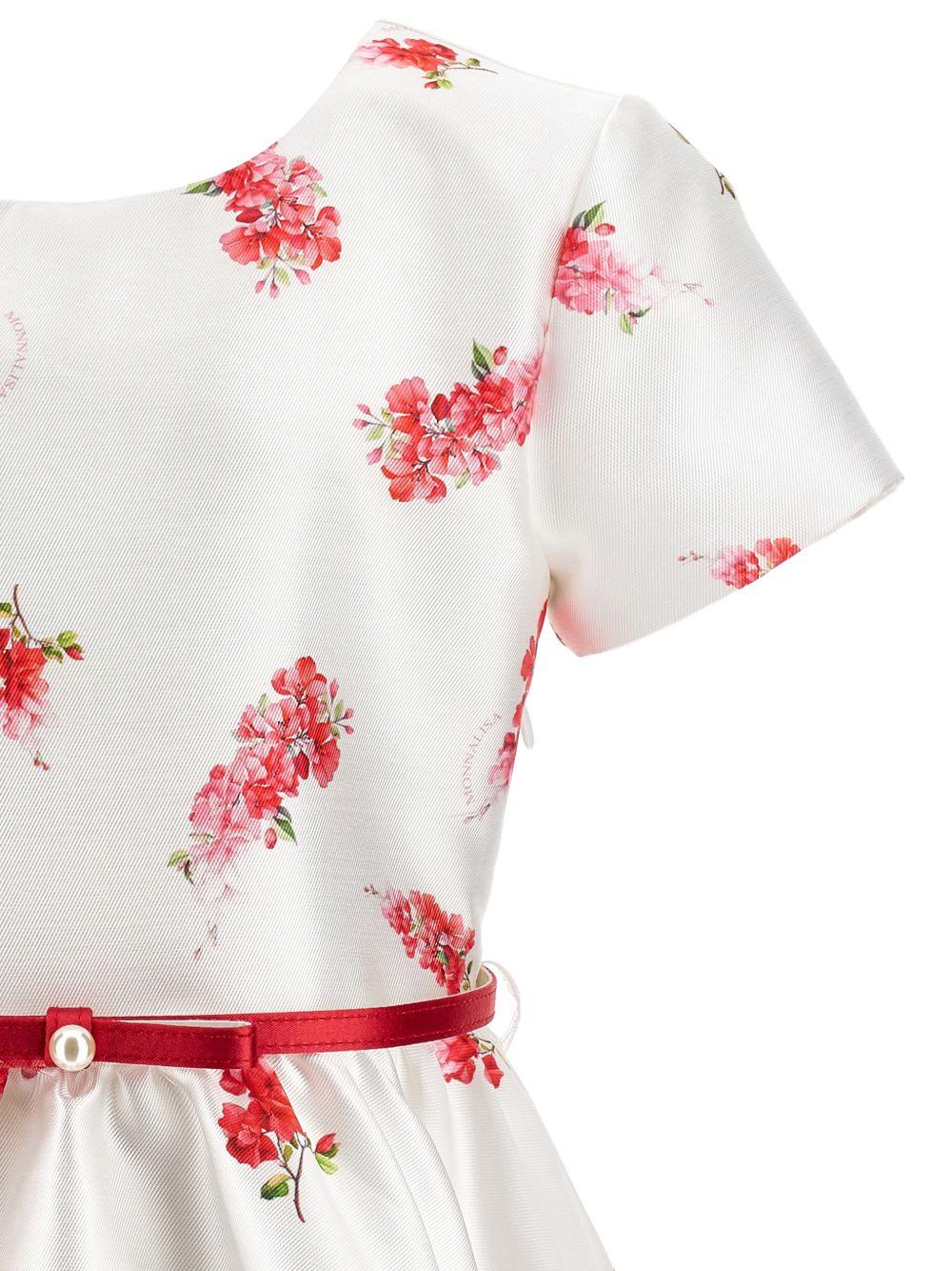Abito per bambina Monnalisa bianco con motivo a fiori con cintura 71G910 7610 0001 MONNALISA KIDS 