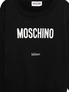 Felpa per bambino Moschino Kids nera con stampa logo HUF09NLCA32 60100 MOSCHINO KIDS 