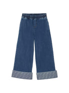 Jeans per bambina Fendi Kids blu a gamba ampia JFF385 AVVU F0QG0 FENDI KIDS 