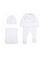 Set tutina cappello e coperta per neonati Paz Rodriguez bianco con placca con logo 303-123189 01 PaZ RODRIGUEZ KIDS 