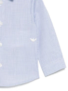 Camicia per neonato Emporio Armani Kids azzurra con design a quadri EB001165 AF20973 F9026 EMPORIO ARMANI KIDS 