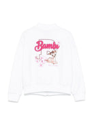 Felpa per bambina Monnalisa bianco con stampa Bambi x Disney 19E800 5003 0099 MONNALISA 
