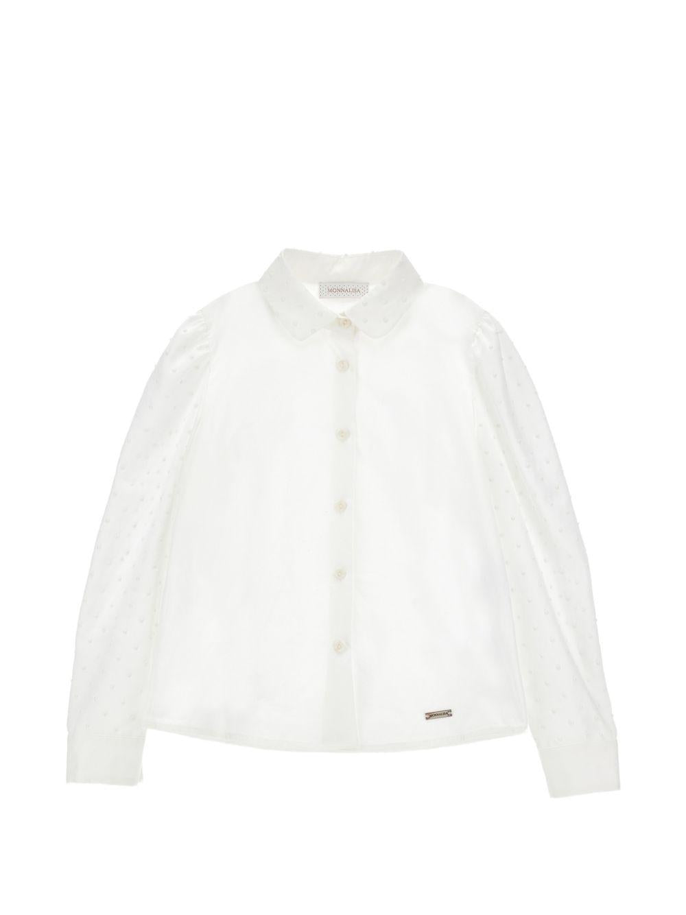 Camicia per bambina Monnalisa Kids bianca con colletto con decorazioni in rilievo 71H301 8190 0001 MONNALISA KIDS 