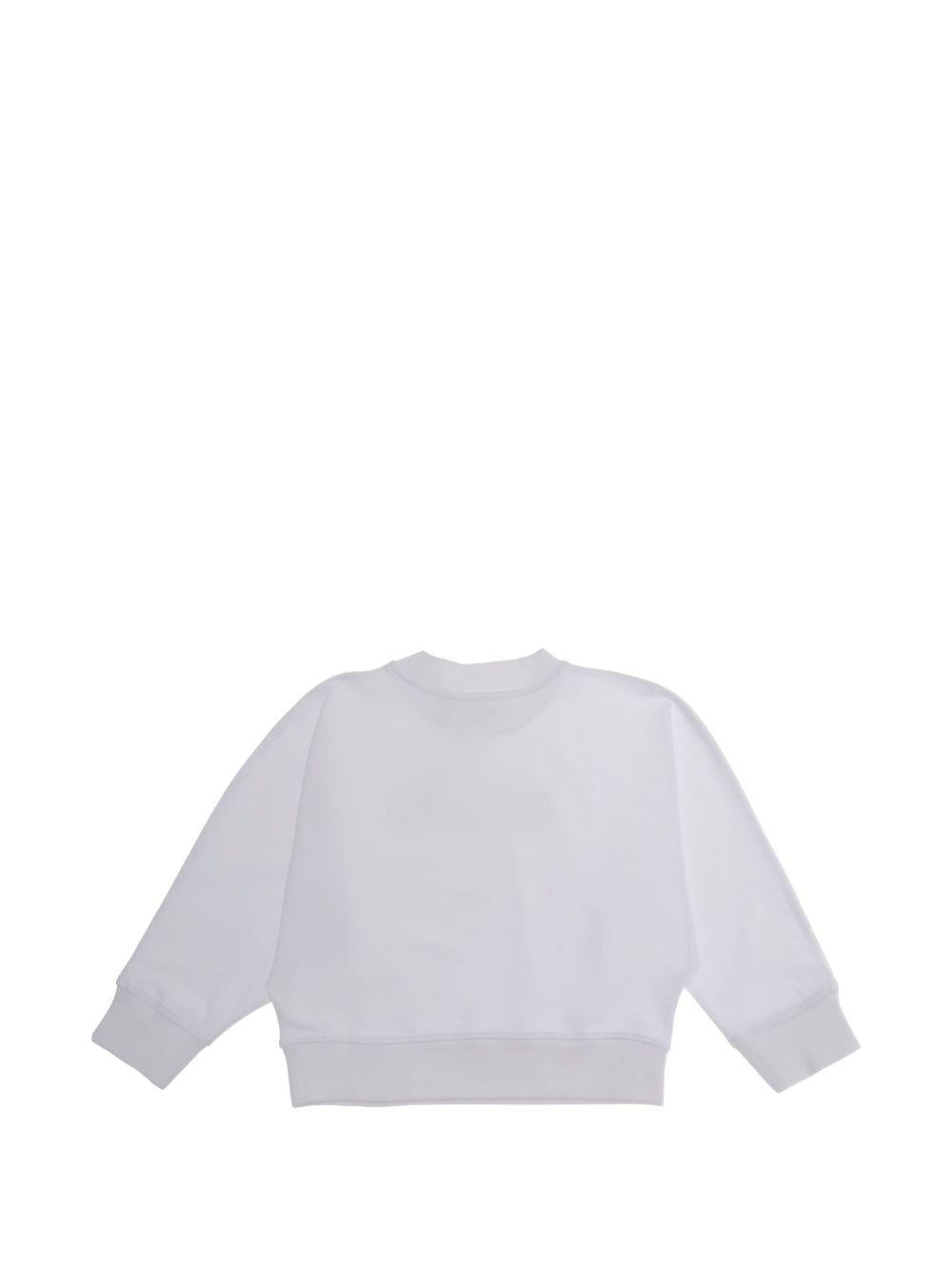 Felpa per bambina Moschino Kids bianca con strass HDF06PLDA25 10101 MOSCHINO KIDS 