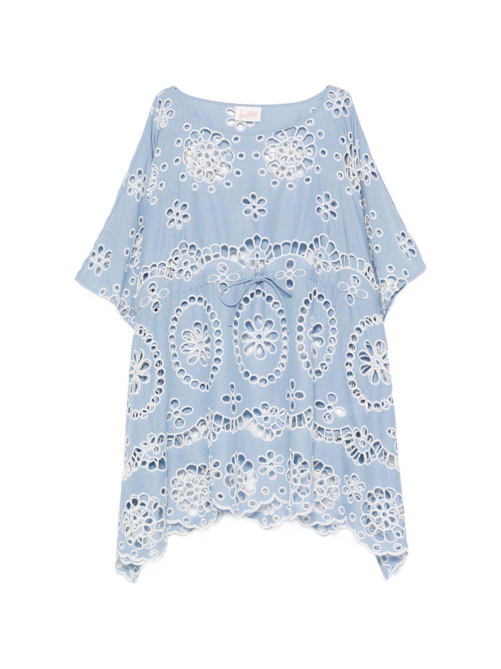 Caftano per donna MC2 Saint Barth azzurro in pizzo sangallo IRI0001 08926L MC2 ST. BARTH 