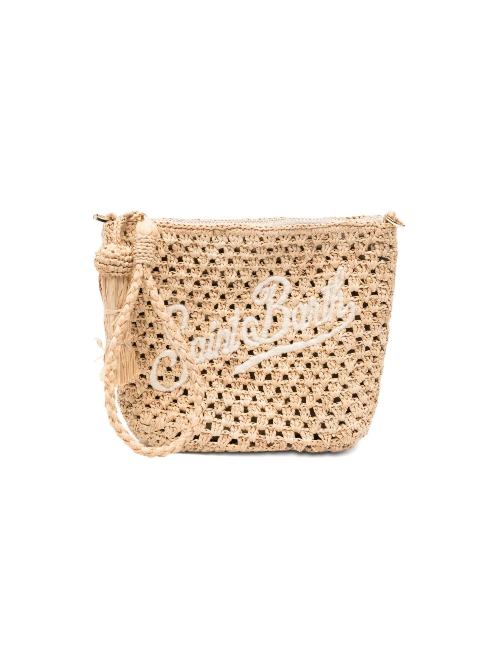 Pouch in rafia MC2 Saint Barth beige con ricamo logo RAFP001 00878L MC2 ST. BARTH KIDS 