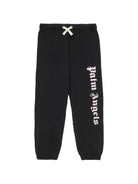 Pantaloni sportivi per bambina Palm Angels Kids neri con logo sul davanti PGCH008S26FLE001 110 PALM ANGELS KIDS 