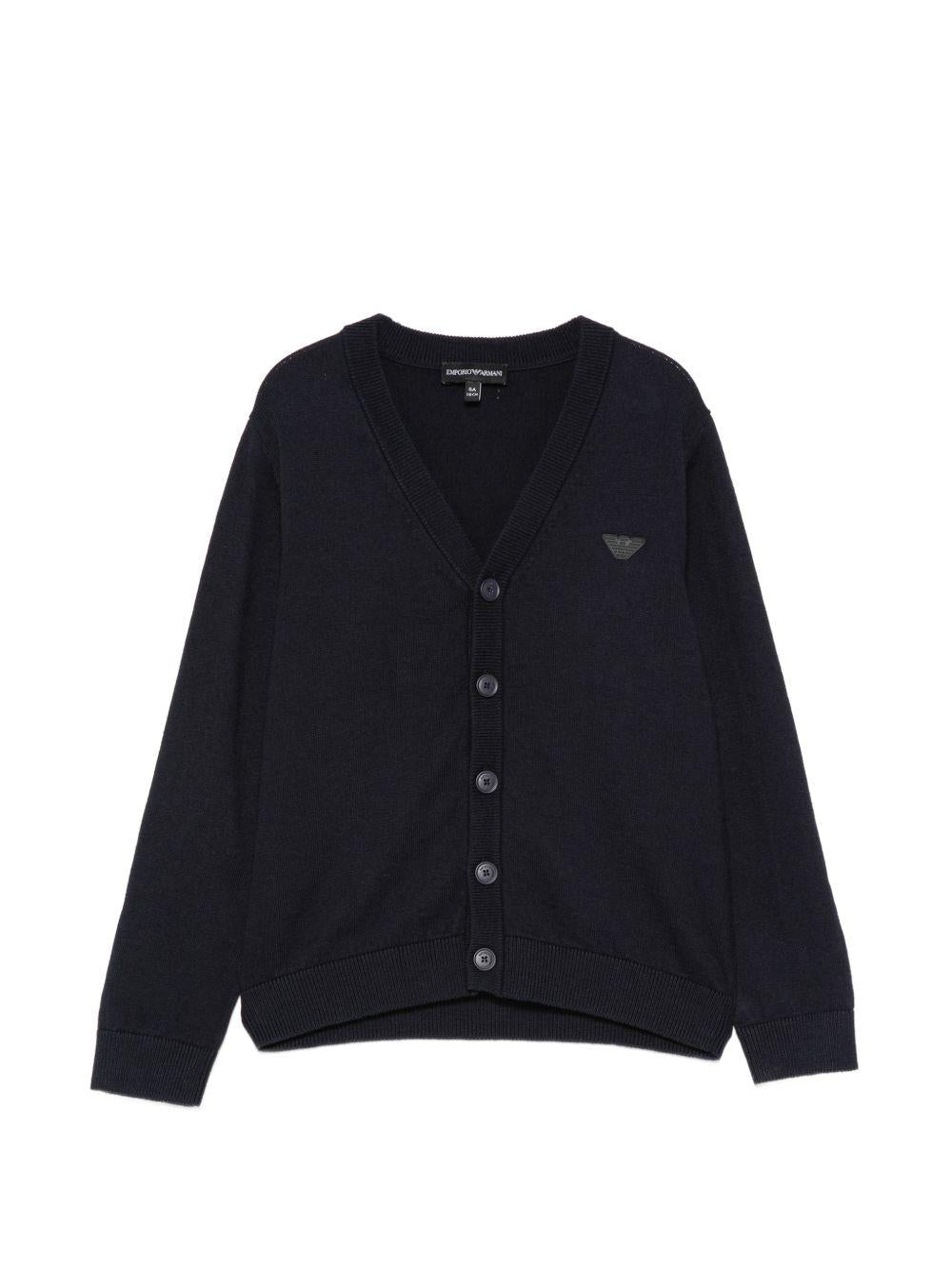 Cardigan per bambino Emporio Armani Kids blu con toppa con logo EB000437 AF28773 UB118 EMPORIO ARMANI KIDS 
