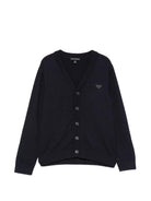 Cardigan per bambino Emporio Armani Kids blu con toppa con logo EB000437 AF28773 UB118 EMPORIO ARMANI KIDS 