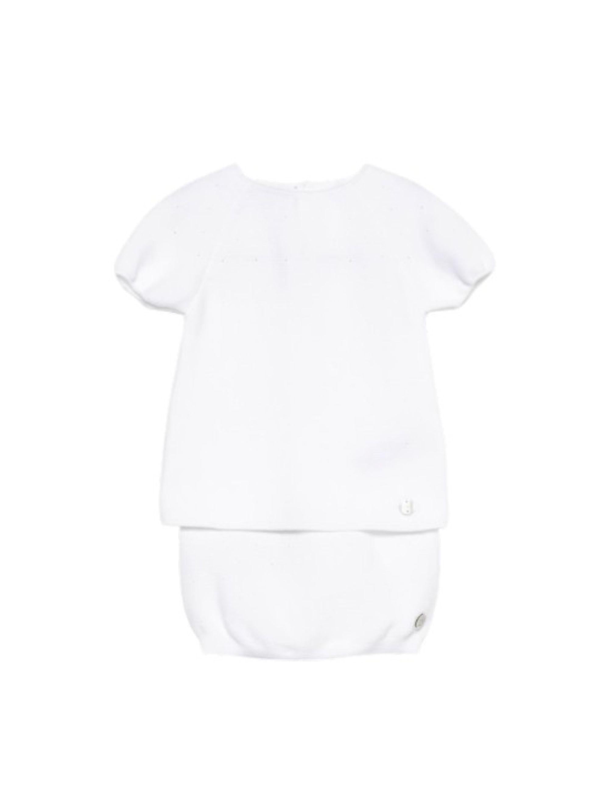Set due pezzi per neonati Paz Rodriguez bianchi con dettaglio bottone 103-123690 01 PaZ RODRIGUEZ 