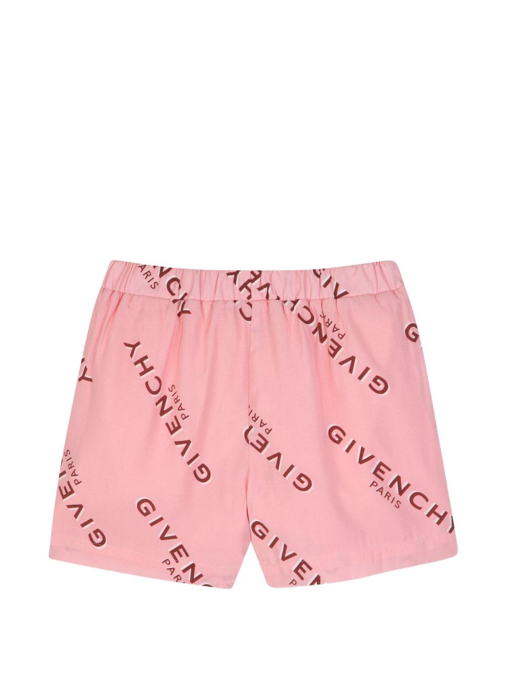 Completo felpa e shorts per bambina Givenchy Kids rosa con stampa logo all-over H31553 46G GIVENCHY KIDS 
