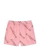 Completo felpa e shorts per bambina Givenchy Kids rosa con stampa logo all-over H31553 46G GIVENCHY KIDS 