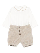 Set t-shirt e pantaloni per neonato La Stupenderia beige con colletto alla Peter Pan 1TBCT23 V20 LA STUPENDERIA 