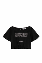 Top per bambina Moschino Kids nera con dettaglio logo HAM04BLBA10 60100 MOSCHINO KIDS 