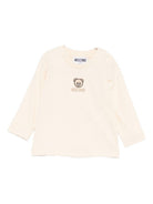 T-shirt per neonati Moschino Kids beige con motivo Teddy Bear ricamato M9O00RLAA10 20404 MOSCHINO KIDS 