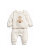 Set maglione e pantaloni per neonati Petit Bateau bianco con motivo cuccioli A0GIW 02 PETIT BATEAU KIDS 