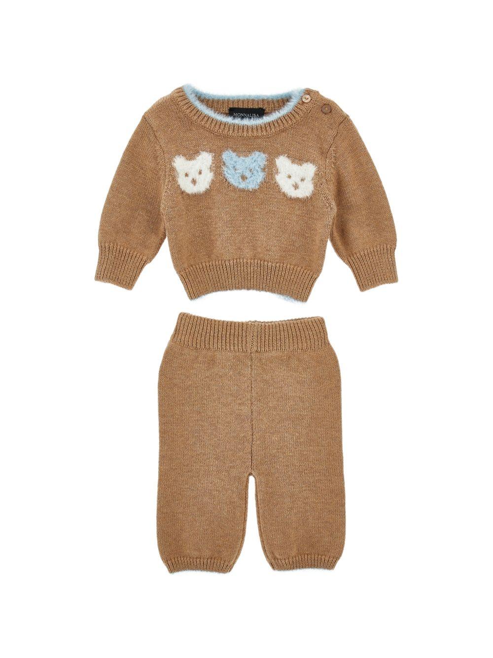 Completo per neonata Monnalisa Kids marrone con intarsio Teddy Bear 22H505 8060 0003 MONNALISA KIDS 