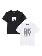 Set di due t-shirt per bambino Dkny Kids bianco e nero con stampa con logo D62544 M41 DKNY KIDS 