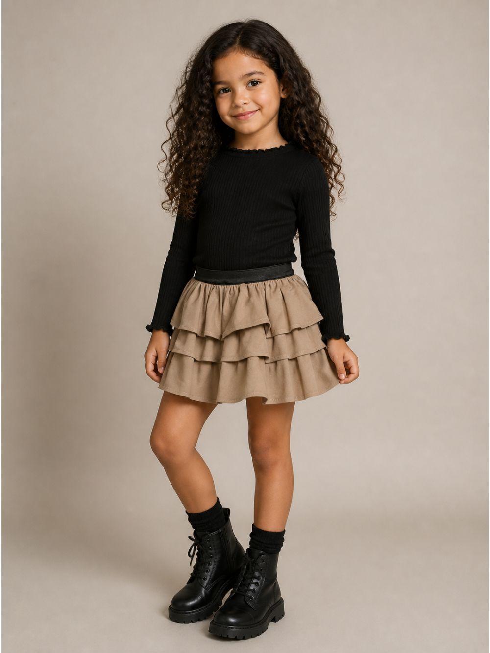 Gonna per bambina Douuod Kids beige con design a balze DZ7B01 G0073 343 DOUUOD KIDS 