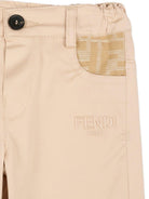 Pantaloni per neonato Fendi Kids beige con tasche con logo FF BMF264 AS5Y F1P2N FENDI KIDS 