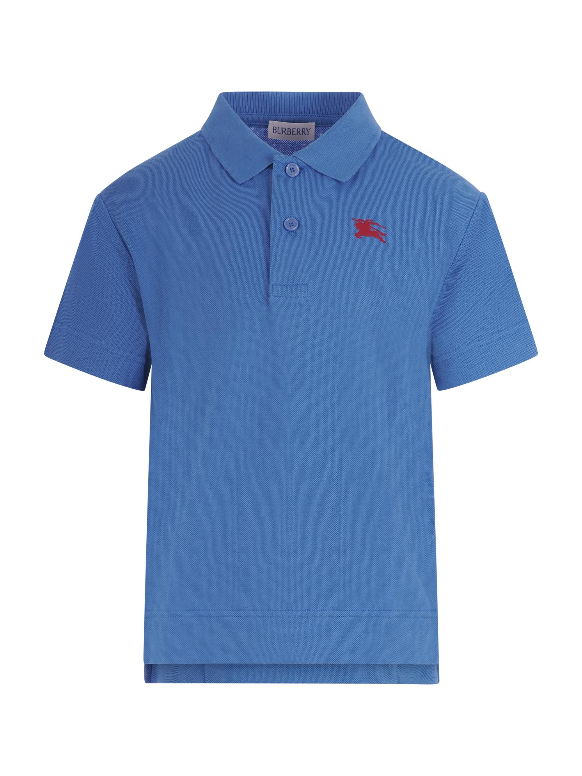 Polo per bambino Burberry Kids blu con logo ricamato 8117872 C4138 BURBERRY KIDS 