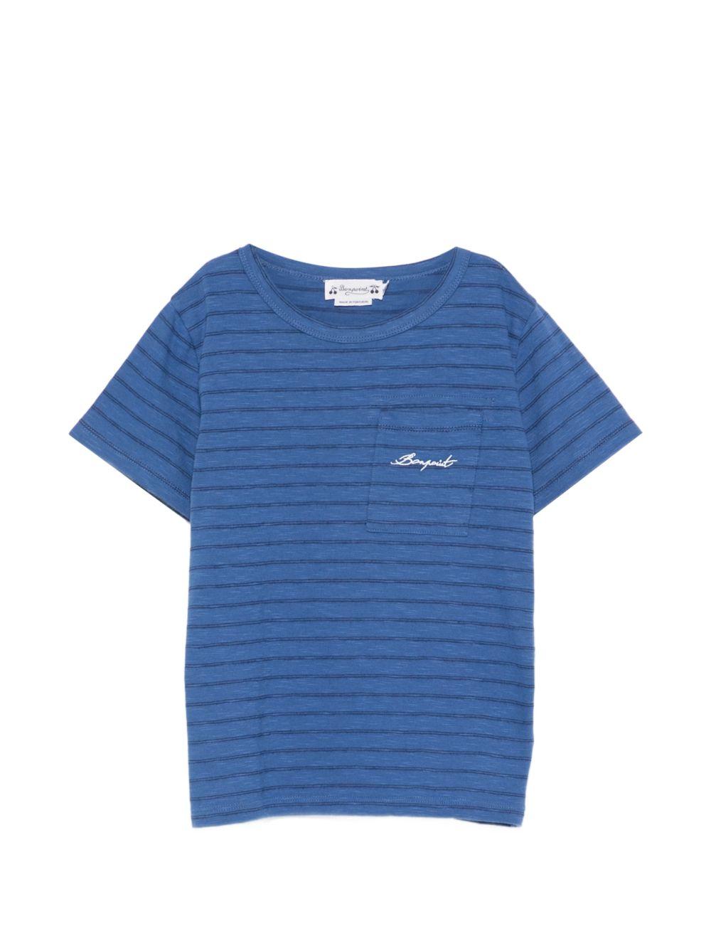 T-shirt per bambino Bonpoint blu con design a righe S06BTSK00011 273 BONPOINT KIDS 