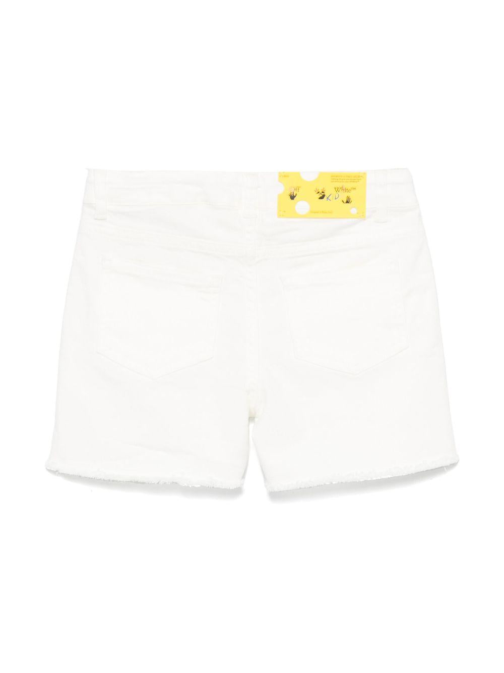 Shorts per bambina Off-White Kids bianco con stampa con logo OGYC004S25DEN001 0118 OFF WHITE KIDS 