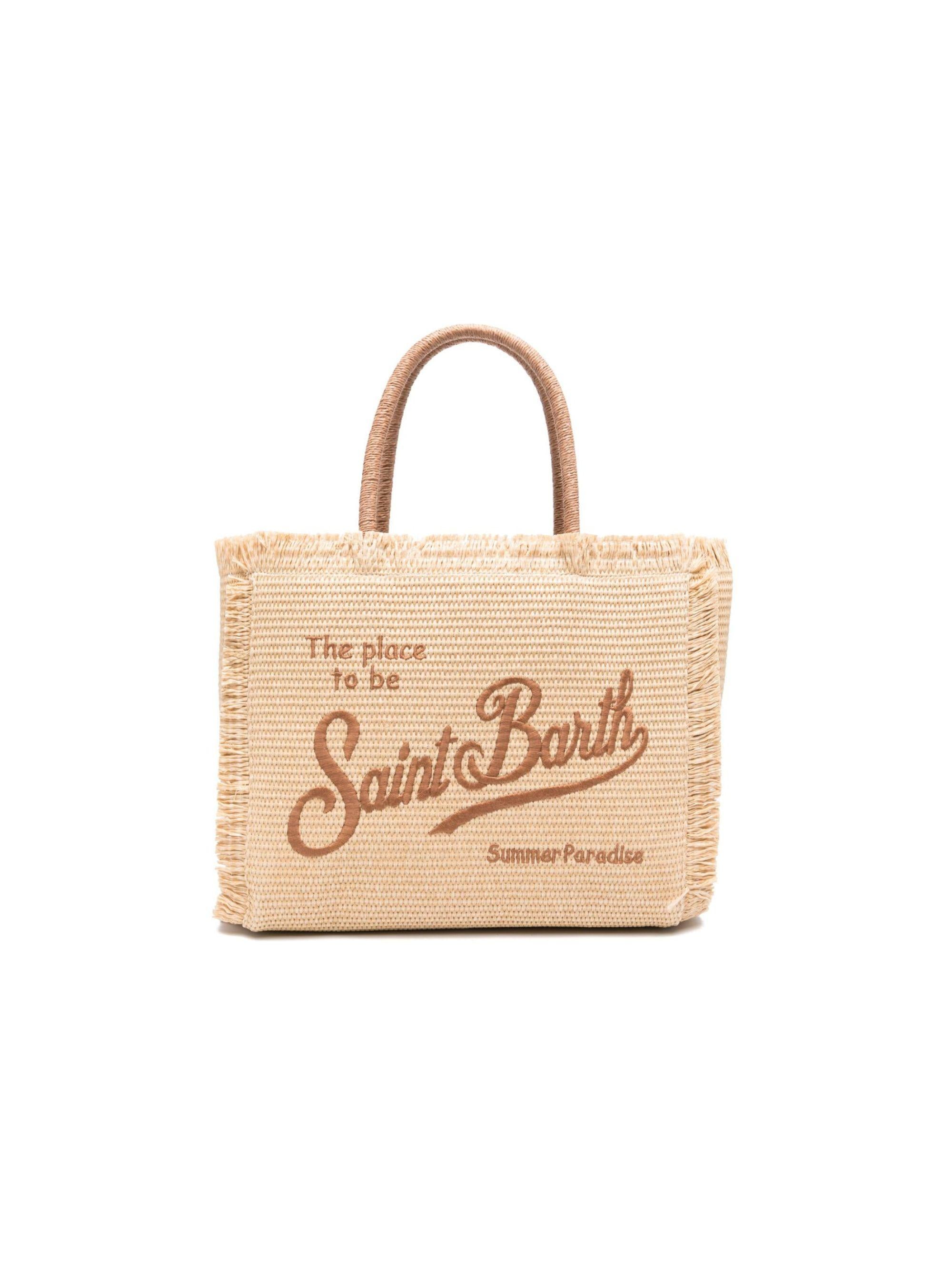Borsa tote Vanity media MC2 Saint Barth beige con logo ricamato VANI021 00368L MC2 ST. BARTH KIDS 