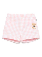 Shorts a quadretti per neonato Moschino Kids rosa con tasche posteriori MMQ00RLME05 85010 MOSCHINO KIDS 